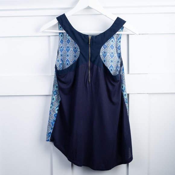 JAPNA Navy & blue pattern tank top size XS - Picture 3 of 5
